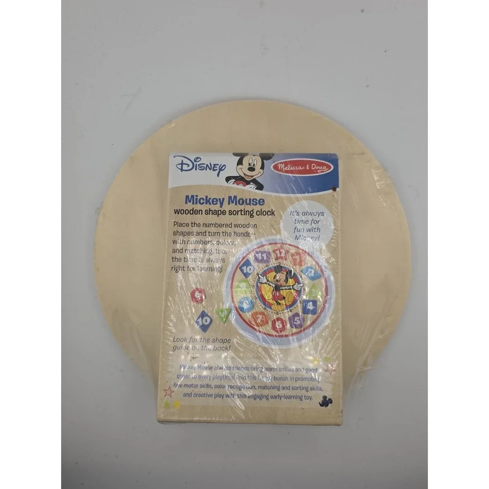 Melissa & Doug Disney Mickey Mouse Wooden Shape Sorting Clock Toy, Wood, Ages 3+